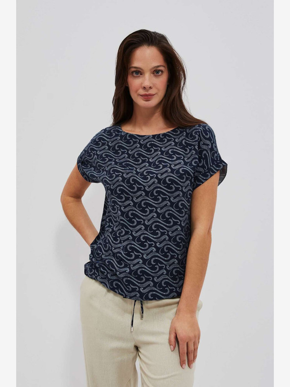 Moodo Тъмно синя шарена тениска Moodo