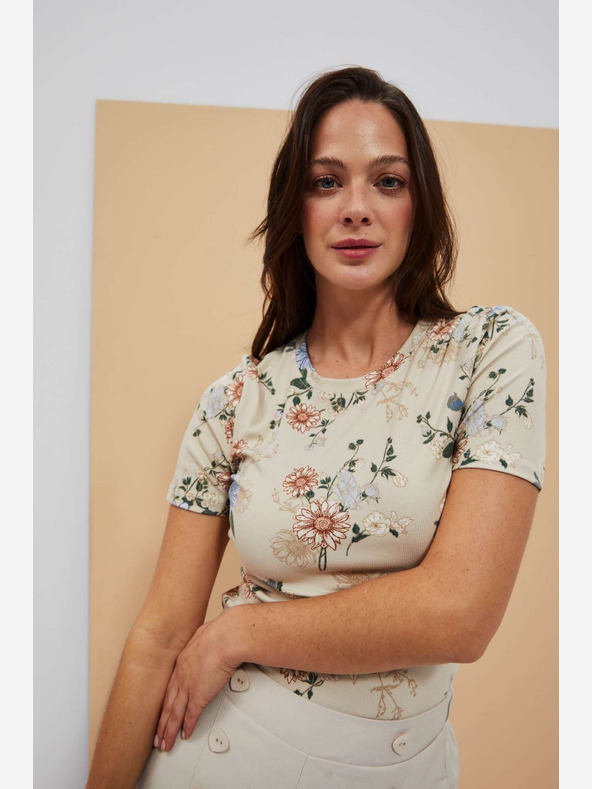 Moodo Бежова блуза с щампа Moodo