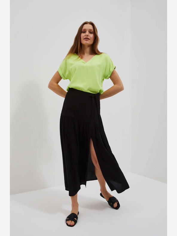 Moodo Зелена тениска с V-образно деколте Moodo