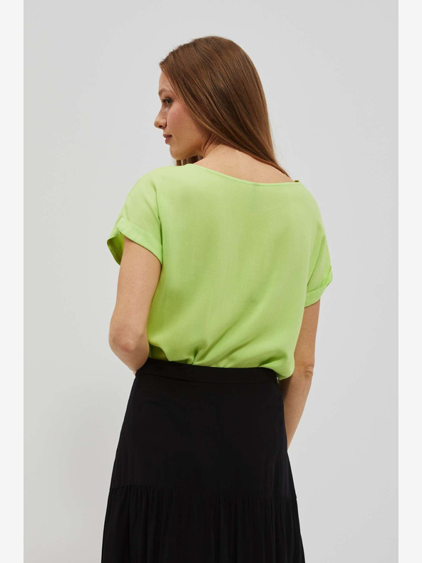 Moodo Зелена тениска с V-образно деколте Moodo