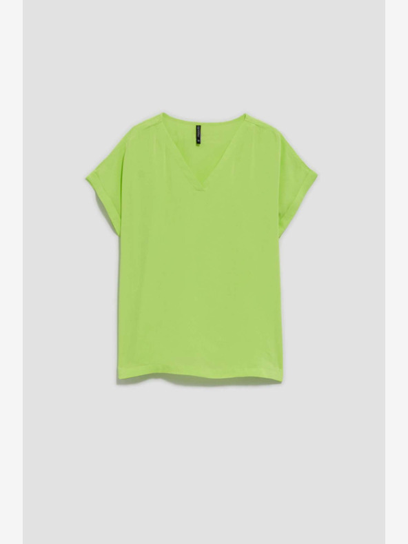 Moodo Зелена тениска с V-образно деколте Moodo