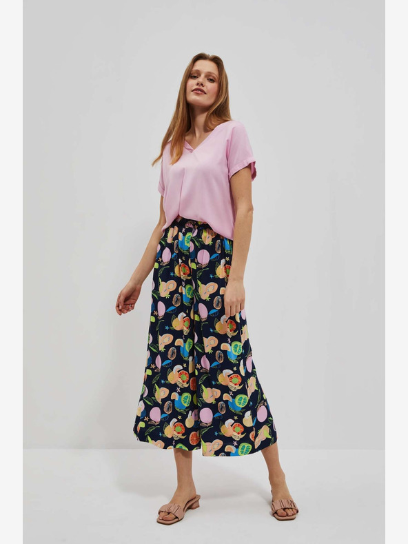 Moodo Розова тениска с V-образно деколте Moodo