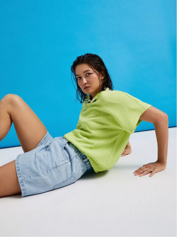 Moodo Зелена тениска с кръгло деколте Moodo