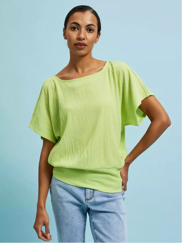 Moodo Зелена тениска с кръгло деколте Moodo