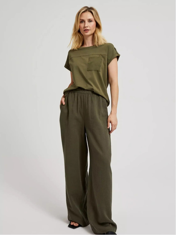 Moodo Зелена тениска с джоб и къс ръкав Moodo