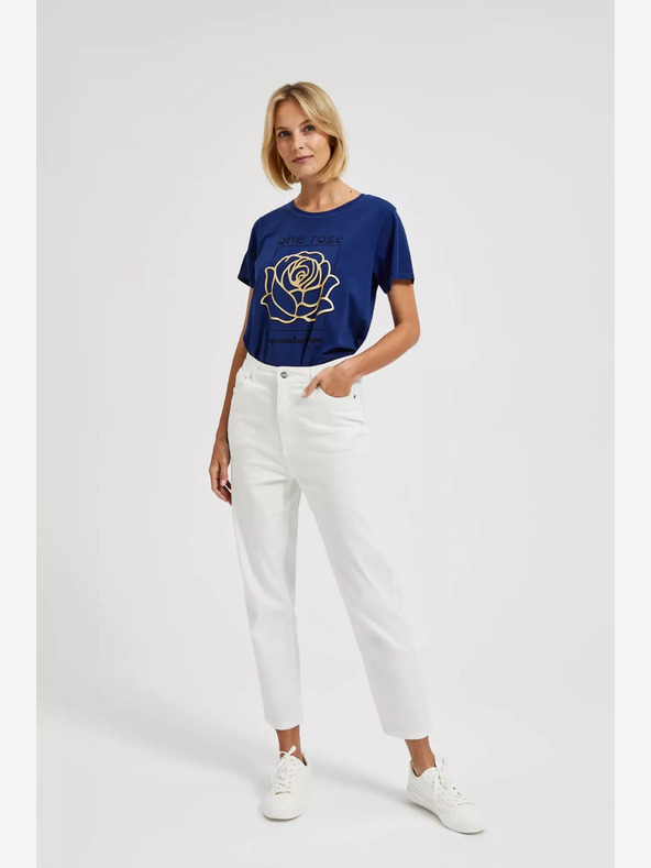 Moodo Тъмносиня тениска с щампа Moodo