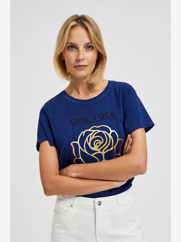 Moodo Тъмносиня тениска с щампа Moodo