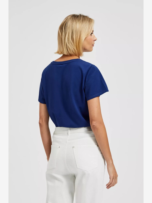 Moodo Тъмносиня тениска с щампа Moodo