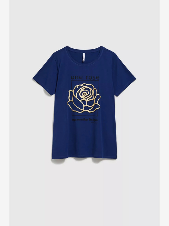 Moodo Тъмносиня тениска с щампа Moodo