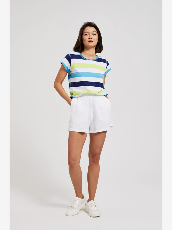 Moodo Бяла и тюркоазена тениска Moodo