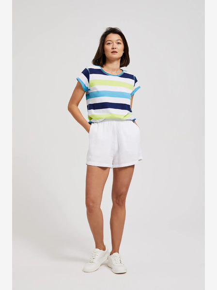 Moodo Бяла и тюркоазена тениска Moodo