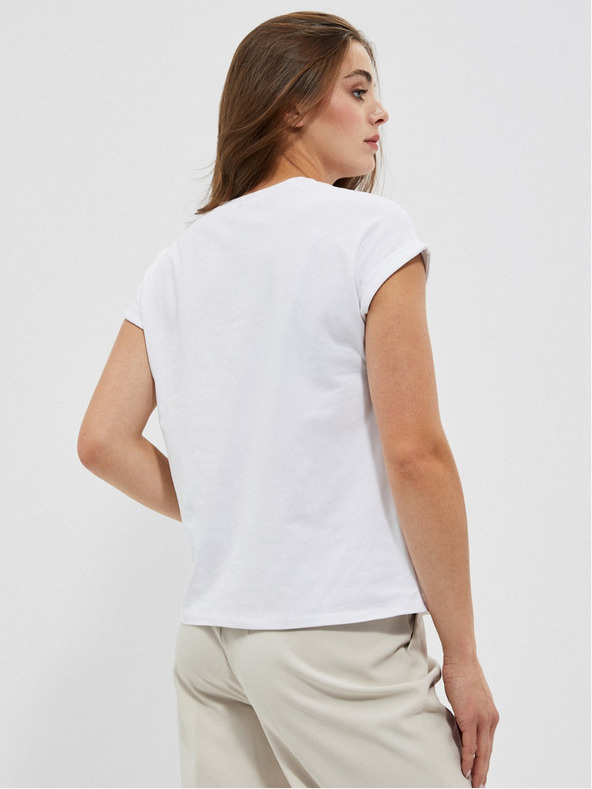 Moodo Бяла дамска тениска с щампа Moodo