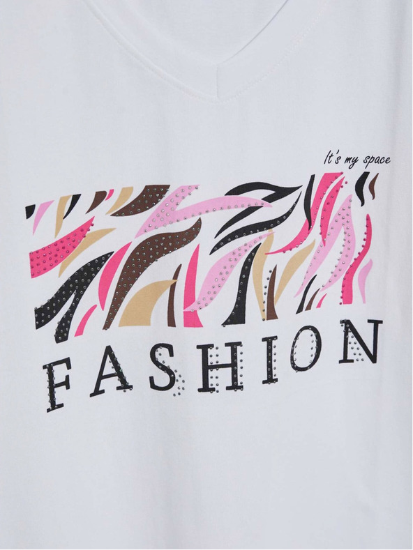 Moodo Бяла дамска тениска с щампа Moodo