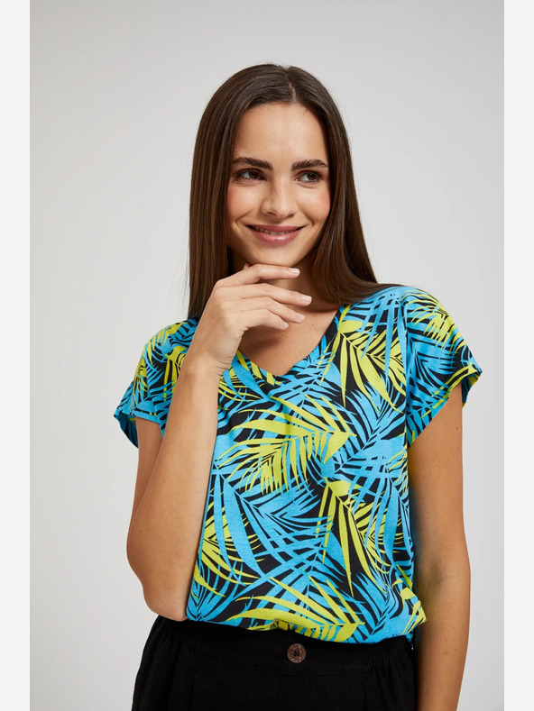 Moodo Тюркоазена тениска с шарка Moodo