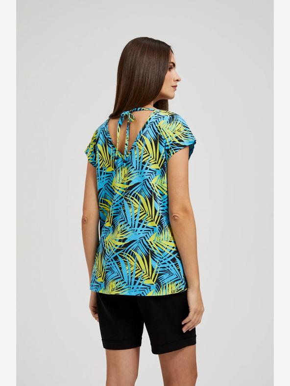 Moodo Тюркоазена тениска с шарка Moodo