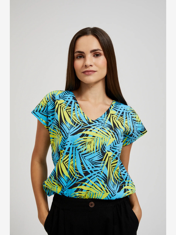 Moodo Тюркоазена тениска с шарка Moodo