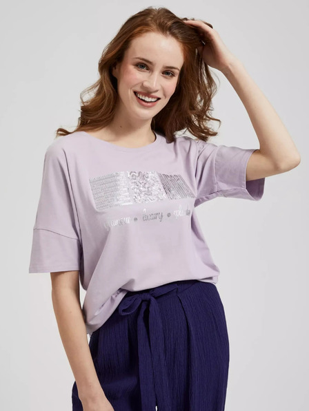 Moodo Светлолилава тениска с пайети Moodo