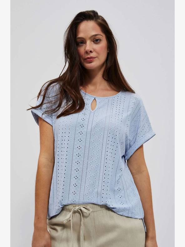 Moodo Светлосиня ажурна риза Moodo