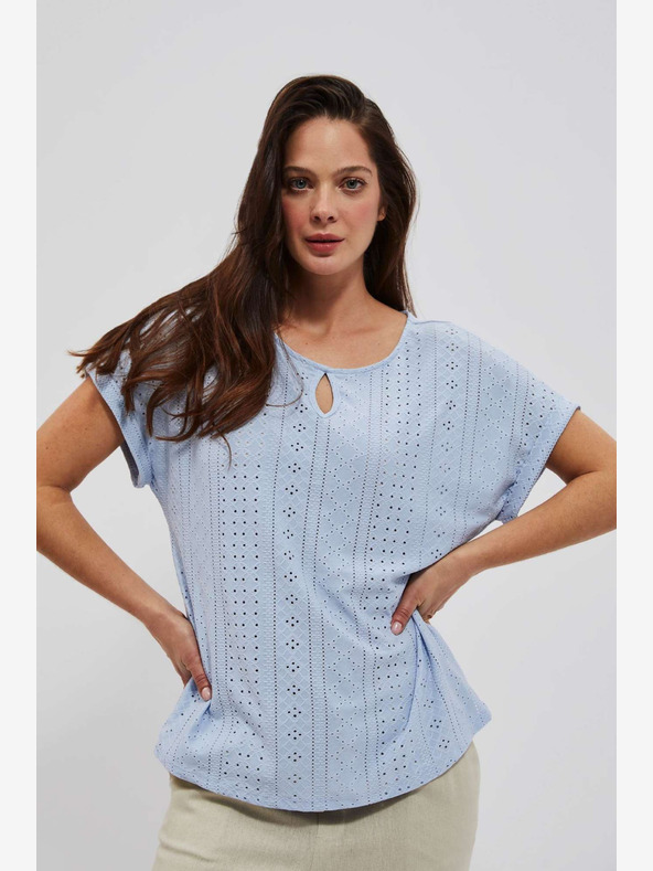 Moodo Светлосиня ажурна риза Moodo