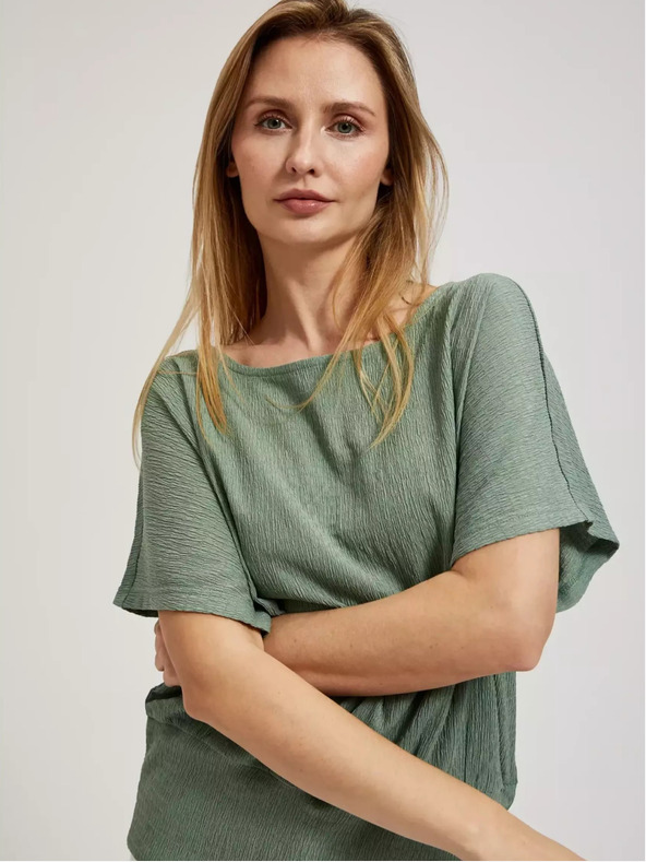 Moodo Зелена тениска с кръгло деколте Moodo