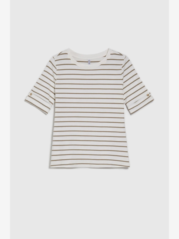 Moodo Зелено-бяла дамска раирана риза Moodo