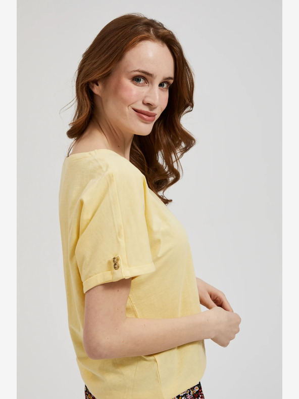Moodo Жълта риза с джоб и навити ръкави Moodo