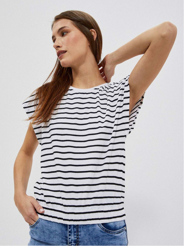 Moodo Синя и бяла дамска раирана риза Moodo