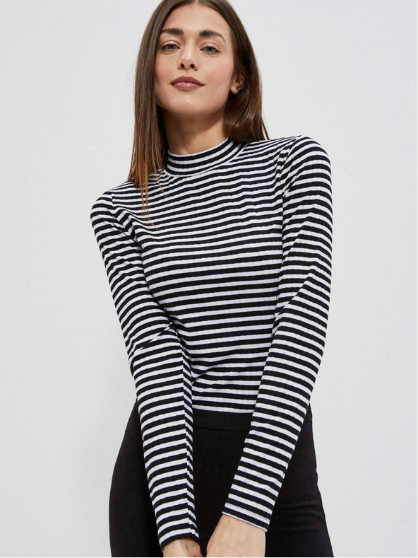 Moodo Бяло-черна дамска блуза на райета Moodo