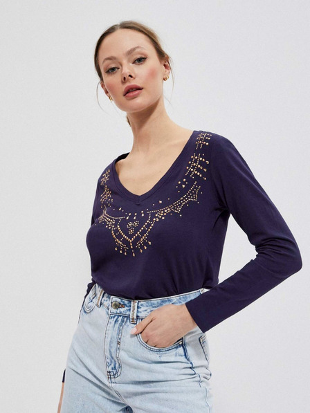 Moodo Тъмно синя дамска тениска Moodo