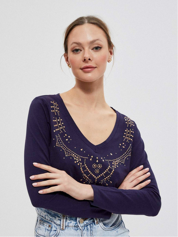 Moodo Тъмно синя дамска тениска Moodo