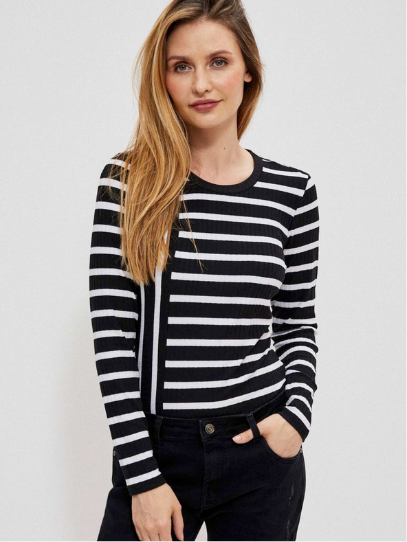 Moodo Бяло-черна дамска блуза на райета Moodo