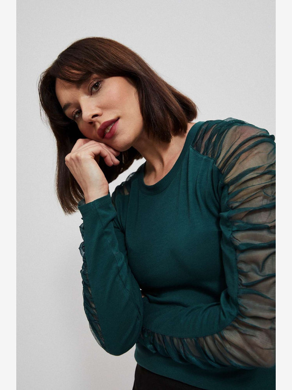 Moodo Зелена дамска риза тип "чино" Moodo