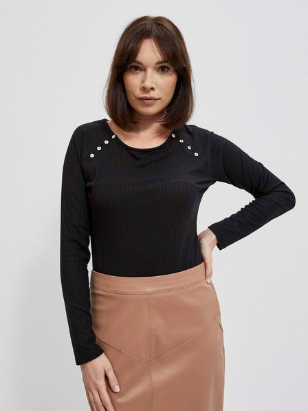 Moodo Черна дамска тениска с дълъг ръкав Moodo