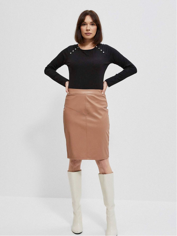 Moodo Черна дамска тениска с дълъг ръкав Moodo