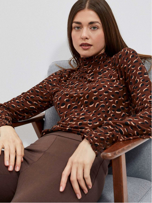Moodo Кафява дамска шарена риза Moodo