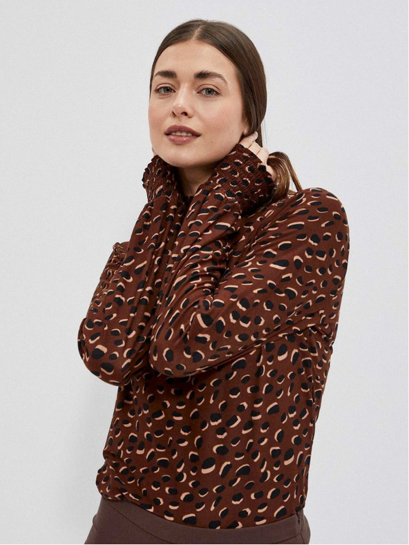 Moodo Кафява дамска шарена риза Moodo
