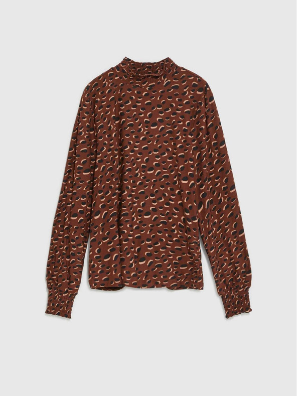 Moodo Кафява дамска шарена риза Moodo