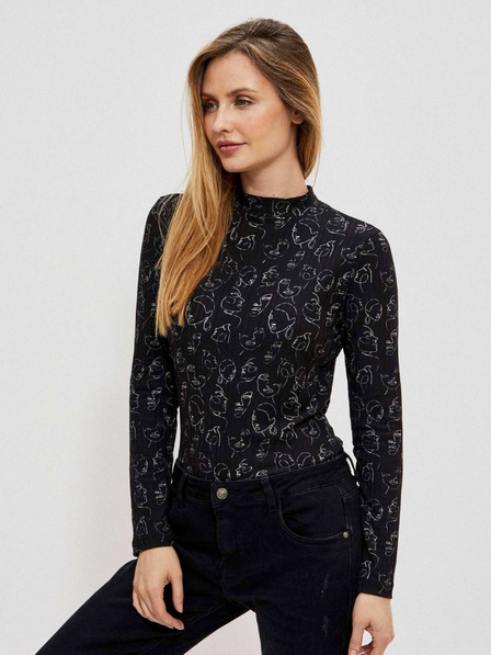 Moodo Черна дамска тениска с шарки Moodo