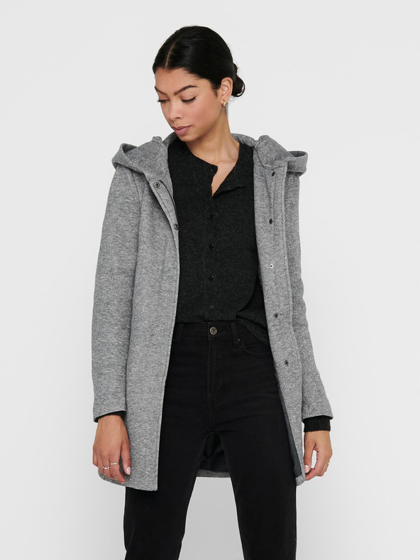 ONLY Светлосиво дамско леко палто с качулка ONLY Sedona