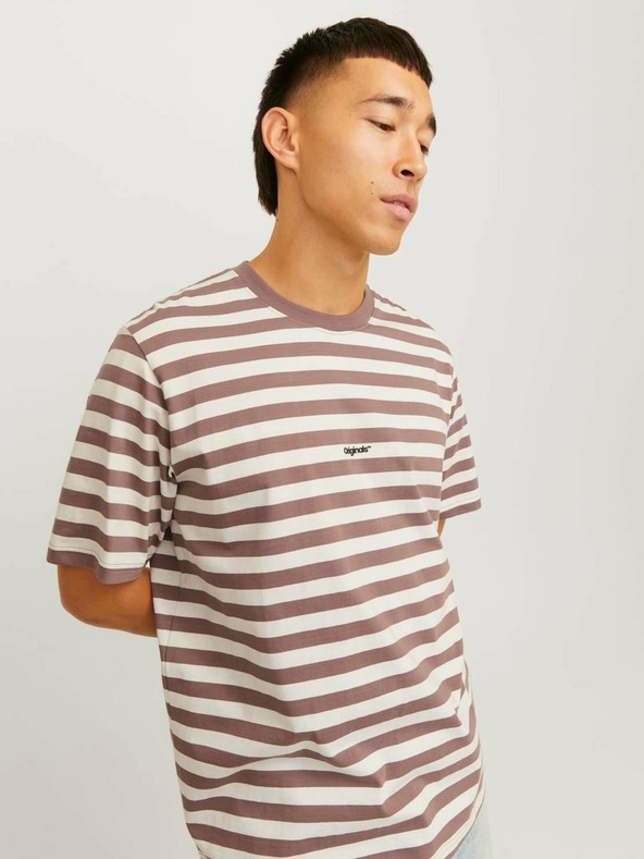 Jack & Jones Jack & Jones Мъжка тениска на бели и кафяви райета