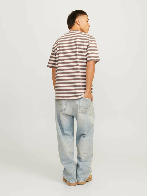 Jack & Jones Jack & Jones Мъжка тениска на бели и кафяви райета