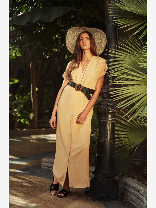 Moodo Жълта дълга рокля Moodo