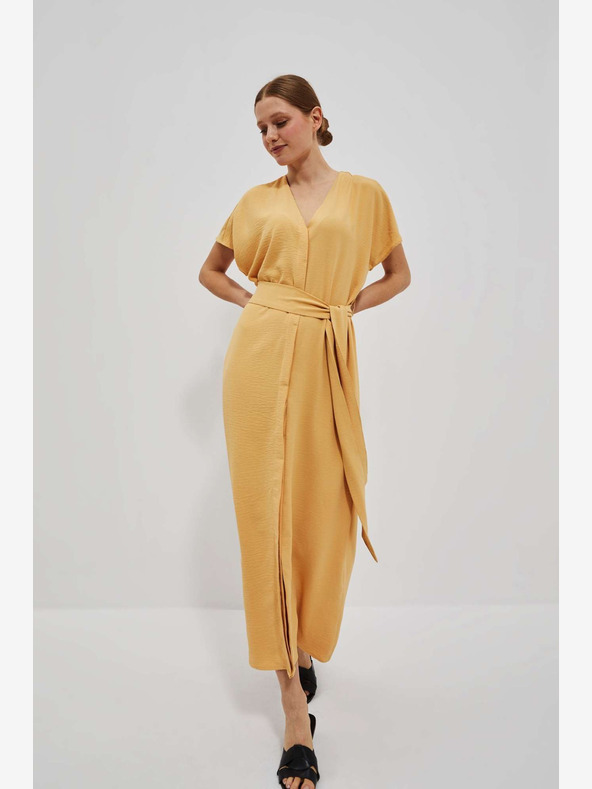 Moodo Жълта дълга рокля Moodo