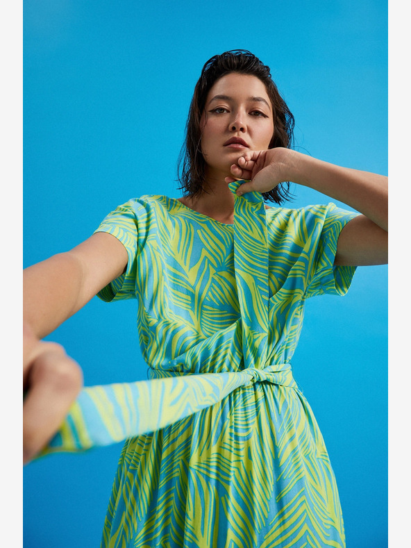 Moodo Тюркоазена рокля с връзка на талията Moodo