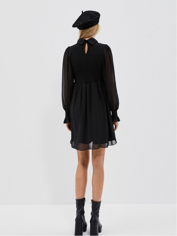 Moodo Черна дамска рокля с накъдрени ръкави Moodo