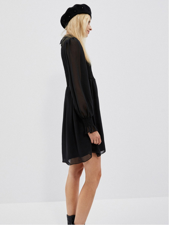 Moodo Черна дамска рокля с накъдрени ръкави Moodo