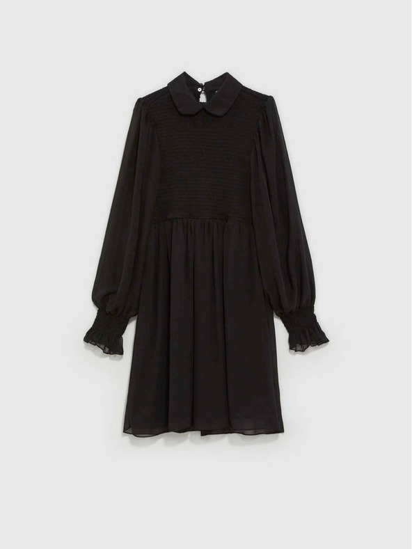 Moodo Черна дамска рокля с накъдрени ръкави Moodo