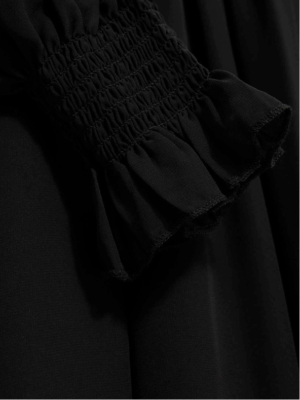 Moodo Черна дамска рокля с накъдрени ръкави Moodo