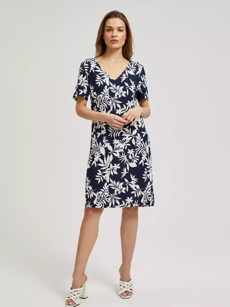 Moodo Тъмносиня рокля с флорален десен Moodo