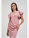 Moodo Розова рокля с волани на ръкавите Moodo